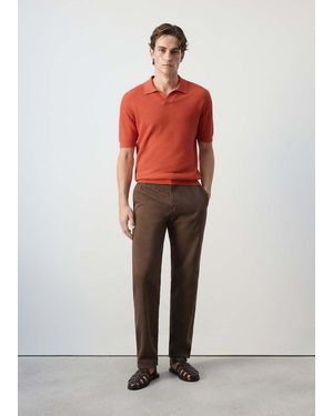 Mango 100% Cotton Knitted Polo Shirt - Red