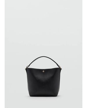 Mango Faux-Leather Bucket Handbag - Black
