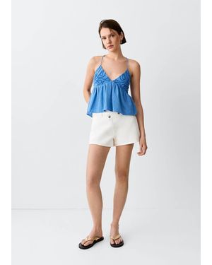 MANGO TEEN Low-Waist Mini Shorts - Blue