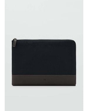 Mango Laptop Case With Leather Details - Blue