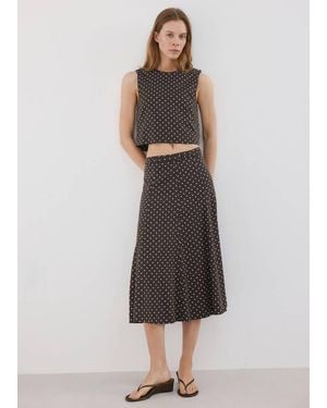 Mango Linen Polka Dot Top - Black