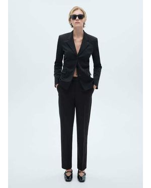 Mango Straight-Leg Suit Trousers - Black