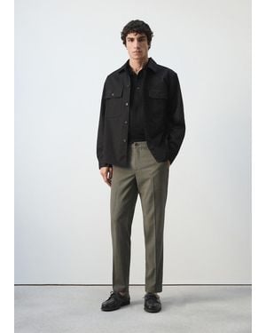 Mango Slim-Fit Cropped Trousers - Green