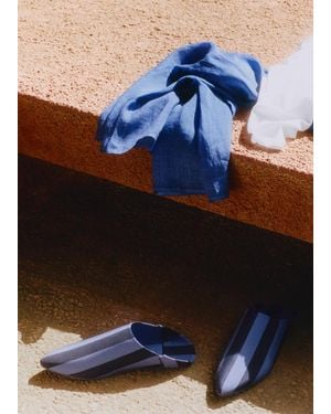 Mango Striped Clog With Stitching Detail - Blue