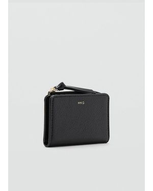 Mango Small Faux-Leather Wallet - Black