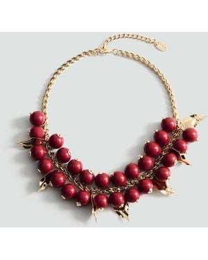 Mango Beaded Chain Necklace - Red