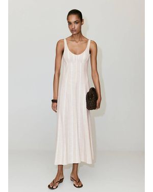 Mango Linen Dress With Combined Stripes Light/Pastel - Natural
