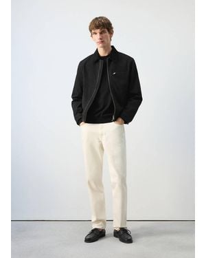 Mango Corduroy Collar Denim Jacket - Black