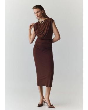 Mango Draped Midi-Dress - Purple