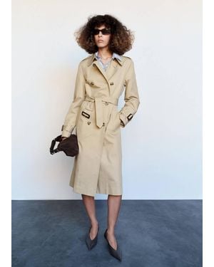 Mango Trench Con Colletto A Camicia E Fibbie - Bianco