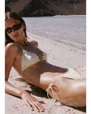 Mango Floral Print Triangle Bikini Top - Yellow