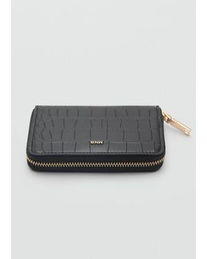Mango Portafoglio Similpelle Cocco Nero - Grigio