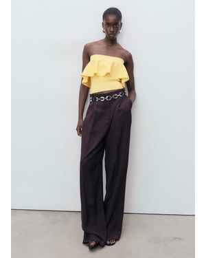 Mango Maxi-Ruffle Strapless Top - Grey