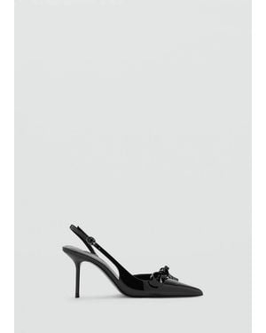 Mango Patent Leather Bow High Heel Shoe - White