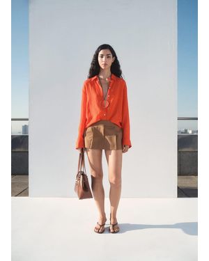 Mango Oversized Crinkled-Effect Shirt - Red