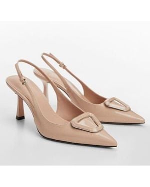 Mango Patent Leather-Effect Slingback Shoes - Pink