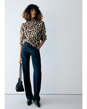 Mango Printed Deer Sweater - Blue