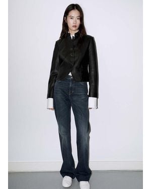 Mango Distressed Flare Jeans - Black