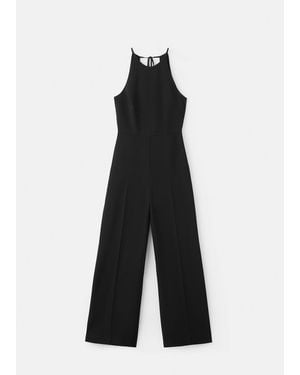 Mango Open Back Halter Jumpsuit - Black