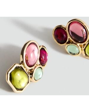 Mango Earrings With Geometric Appliqué - Metallic