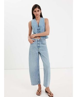 Mango Toggle Denim Top With Frogs - Blue