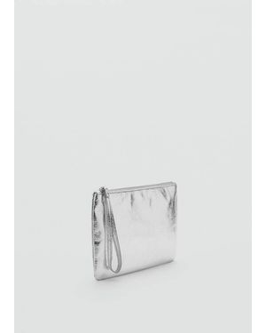 MANGO TEEN Metallic Clutch - White