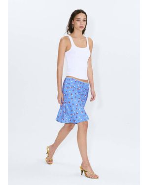 Mango Floral Print Skirt - Blue