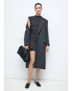 Mango Pinstripe Dress With Cut-Out - Blue