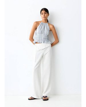 MANGO TEEN Linen Trousers With Handkerchief Detail - White