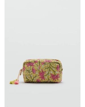 Mango Floral-Print Cosmetic Bag - Green