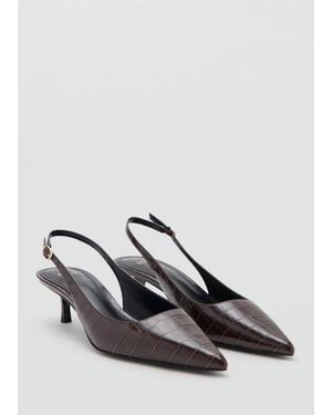 Mango Croc-Effect Heeled Shoes - Red