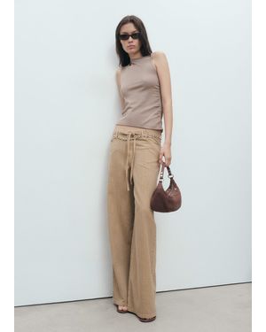 Mango Asymmetrical Knitted Top With Straps - White