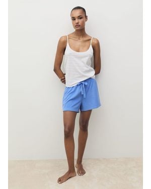 Mango Striped Cotton Pyjama Top - Blue