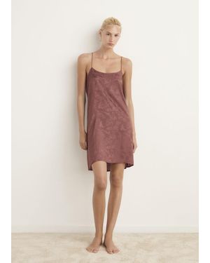 Mango Jacquard Satin Nightdress - Pink