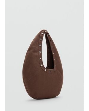 Mango Oval Studded Shoulder Bag - Brown