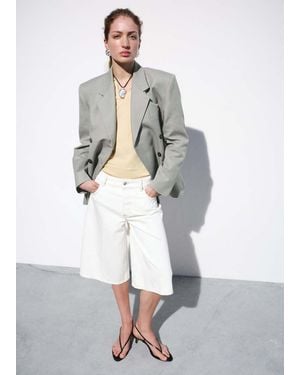 Mango Straight Mid-Rise Denim Bermuda Shorts - White