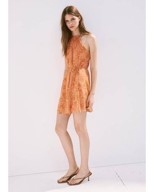 Mango Halter Paisley Dress - White