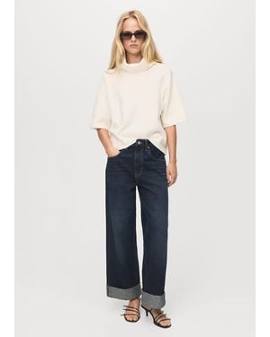 Mango Pullover Collo Alto Maniche Corte Grezzo - Blu