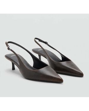 Mango Worn-Effect Heeled Shoe - Brown