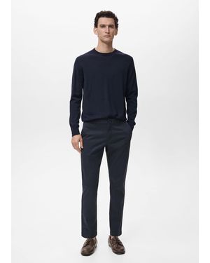 Mango Prato Cropped Tapered Chino Trousers - Blue