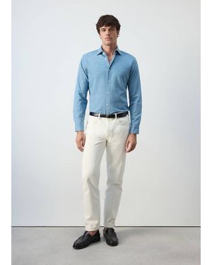 Mango Chambray-Hemd Aus 100 Baumwolle - Blau