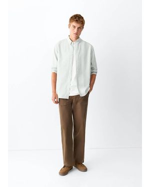 MANGO TEEN 100% Cotton Striped Shirt - White