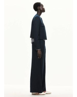 Mango Straight Blazer With Flap Pockets - Blue
