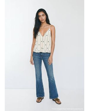 MANGO TEEN Embroidered Detail Strappy Top - Blue