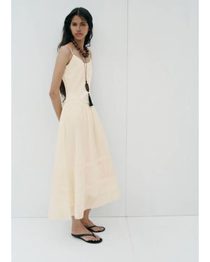 Mango Embroidered Detail Dress - White