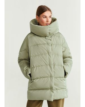 Mango Hood Quilted Coat - Green