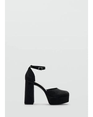 MANGO TEEN Velvet Heel Sandals - Black
