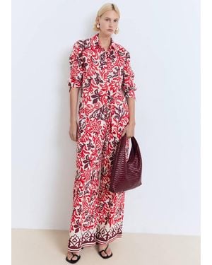 Mango Flowy Printed Pants - White