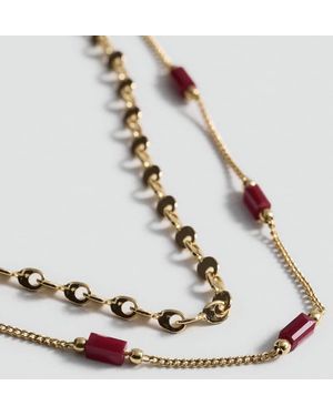 Mango Double-Chain Crystal Necklace - Metallic