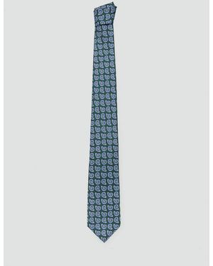 Mango Printed Silk Tie - Blue